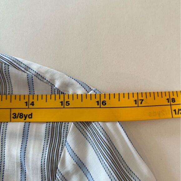 Express The City Shirt Size M White Black Blue Striped Long‎ Sleeve Button Up - Picture 10 of 13